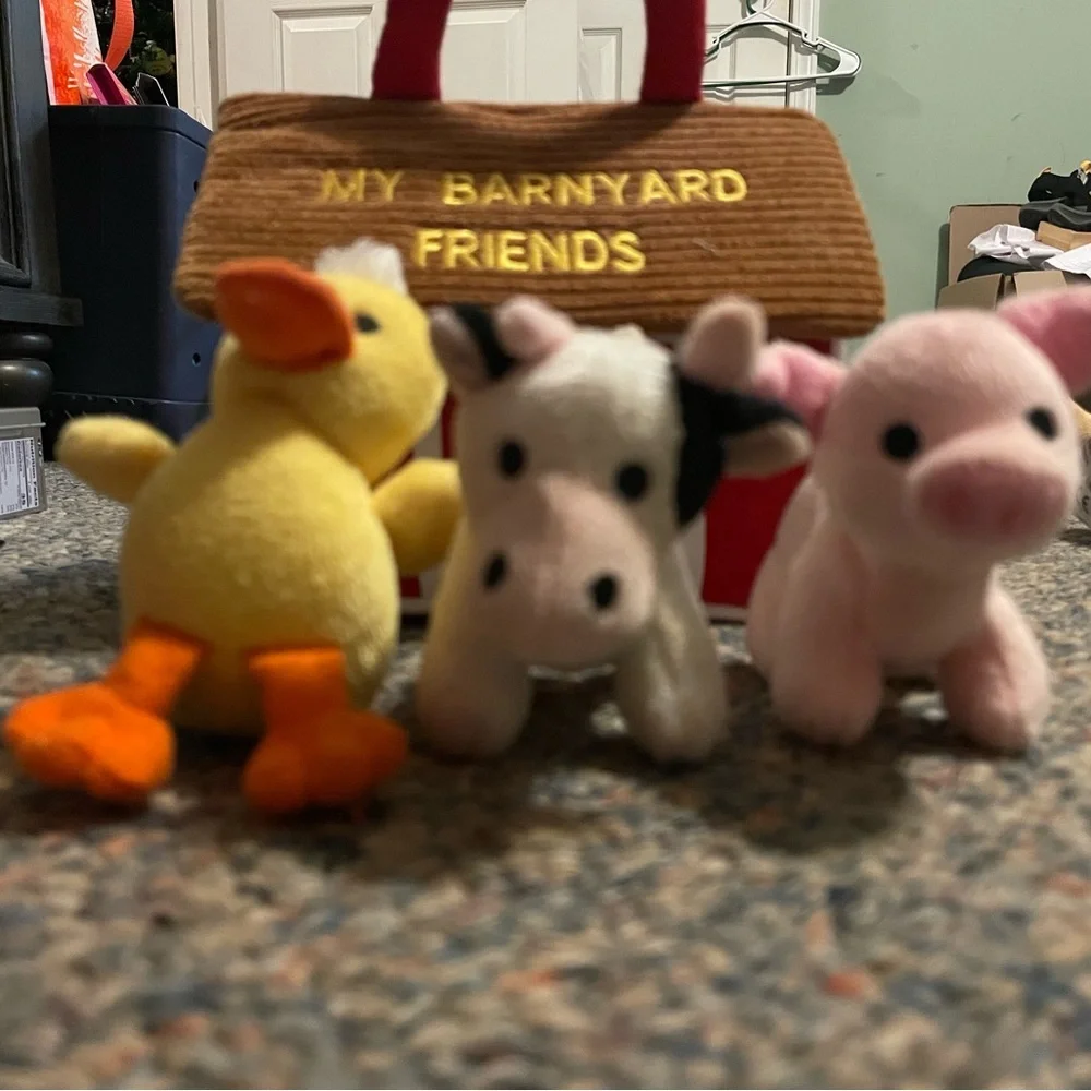 My Barnyard Friends Plush Toy w/Carry Case & 3 Animals Baby Toddler 8